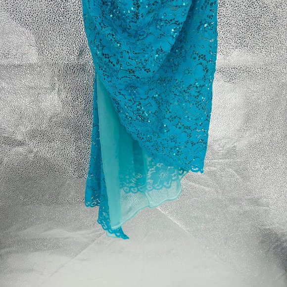 NWOT Giuseppe Di Morabito Blue Sequin Lace One Shoulder Dress - Picture 6 of 10